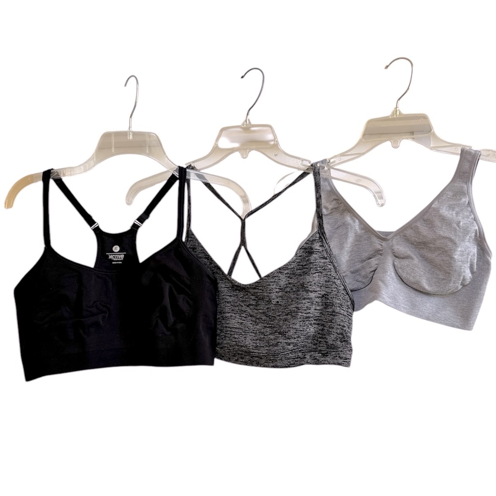 Old Navy Lot of 3 Sports Bras Black Gray Multi